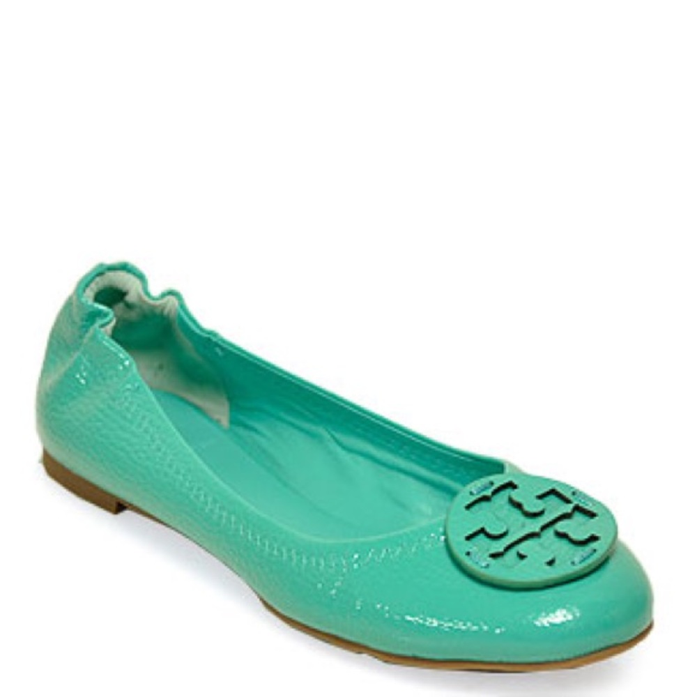 Tory Burch Reva Patent Flat - Turquoise- 5.5